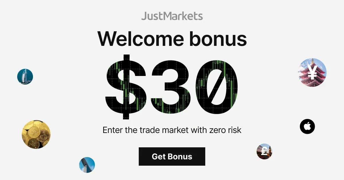 JustMarkets $30 Welcome No Deposit Bonus