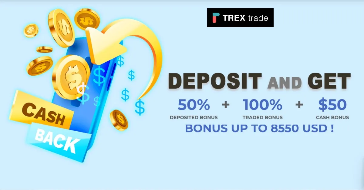 TREX $50 Free Cash Bonus and 100% Forex Welcome Bonus
